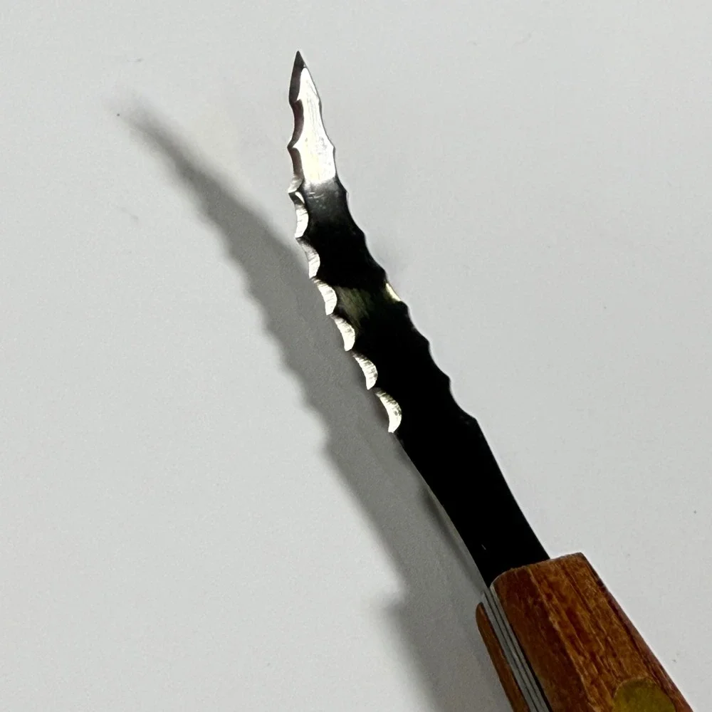 VTG Norpro Dual Sided Grapefruit Knife Kitchen Wood Handle Stainless Steel Brown